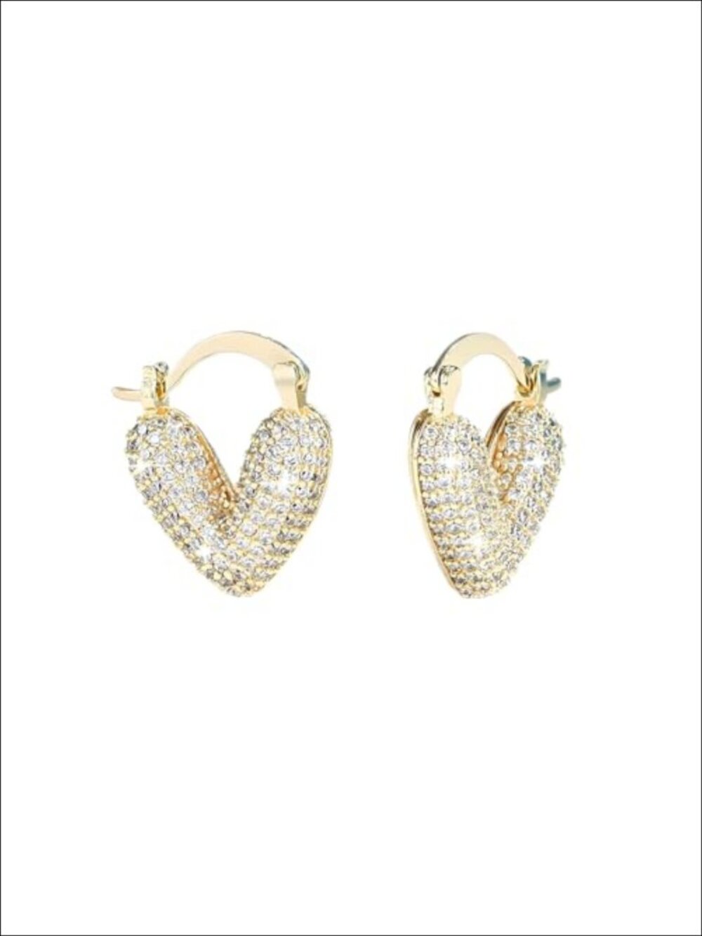 14K Gold Plated Heart Hoop Earrings Cubic Zirconia Sterling Silver Post Dainty